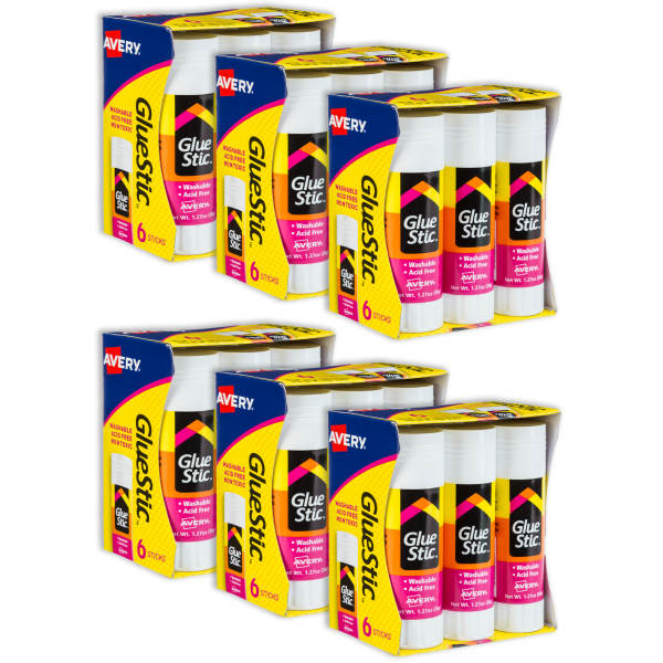 Glue Stic™, White Glue Sticks, 6 Total